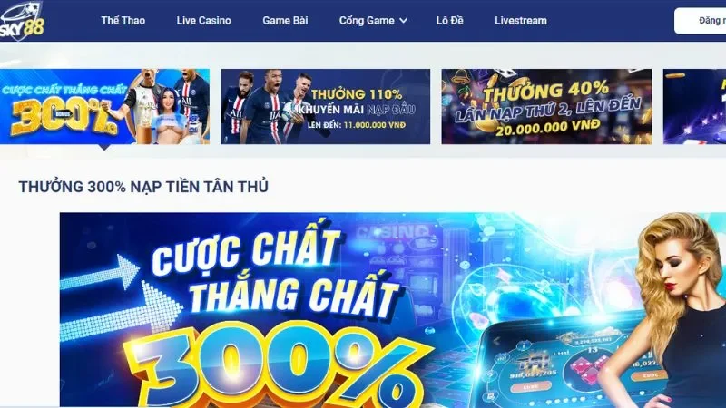 Các khuyến mãi khủng dành cho người chơi casino sky88