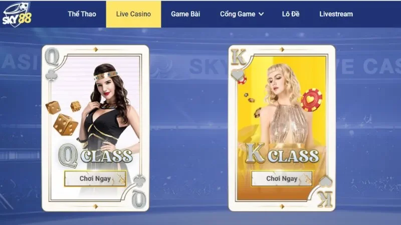 Một số dòng game tại sảnh casino sky88 được yêu thích nhất